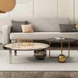  Bàn Trà Đôi CY515 - Bàn Trà Khung Sắt Mạ, Mặt Đá Ceramic 