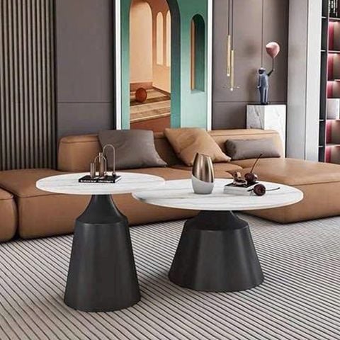 Bàn trà đôi mặt đá, phong cách tối giản, phù hợp mọi không gian