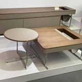  Bàn Trà Đôi Vuông Da BT8050 - Sang Trọng Với Chất Liệu Vân Óc Chó 