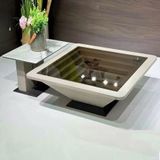  Bàn Trà Đôi BT80 - Thiết Kế Hiện Đại Với Mặt Kính Và Đá Cao Cấp 