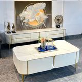  Bàn Trà Mặt Đá Chữ Nhật BT3214 - Bàn Trà Khung Gỗ MDF, Mặt Đá Ceramic Vân Mây 