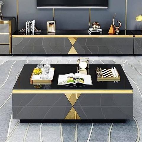 Bàn trà mặt kính hình chữ nhật hiện đại