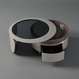  Bàn Trà Tròn AKBTE98 - Hiện Đại Với Khung Gỗ MDF Và Mặt Kính 