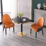  Bàn tròn chân trụ đen mạ vàng DPBD5 