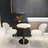  Bàn tròn chân trụ đen mạ vàng DPBD5 