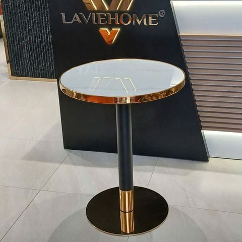 Bàn cafe chân trụ mạ vàng, chất liệu bền đẹp, phù hợp mọi không gian