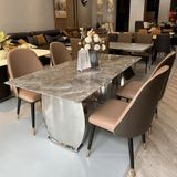  Bàn Ăn Inox Tráng Gương Mặt Đá Milenium – Sang Trọng, Hiện Đại, Bền Bỉ 