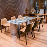  Bàn Ăn Inox Mạ Niken Mặt Đá Niken ADF102 – Sang Trọng, Đẳng Cấp, Bền Bỉ 