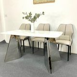  Bàn Ăn Inox Tráng Gương Mặt Đá Carol – Sang Trọng, Hiện Đại, Bền Bỉ 