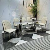  Bàn Ăn Inox Tráng Gương Mặt Đá Carol – Sang Trọng, Hiện Đại, Bền Bỉ 