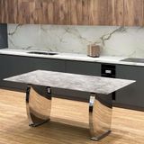  Bàn Ăn Inox Tráng Gương Mặt Đá Milenium – Sang Trọng, Hiện Đại, Bền Bỉ 