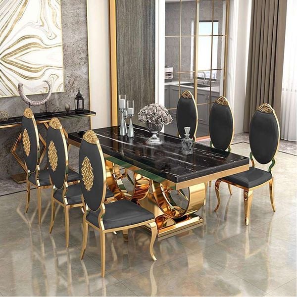 Bàn ăn mặt đá tân cổ điển theo chất liệu