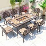  Bộ Bàn Chữ Nhật Nhôm Đúc Ngoài Trời Mặt Đá Có Bếp Nướng DPBV14B + DPAV4 