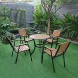  Bộ Bàn Tròn Ngoài Trời Khung Nhôm Nan Polywood HPD1 + HPG2 