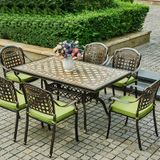  Bộ Bàn Chữ Nhật Ngoài Trời Nhôm Đúc Mặt Đá HPBN29 + DPAV4 