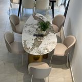  Bộ Bàn Ăn Mặt Đá Oval Pandora + Ghế Priceton - Sự Kết Hợp Đẳng Cấp Và Hiện Đại 