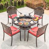  Bàn Tròn Nhôm Đúc Ngoài Trời Có Bếp Than DPBV06 