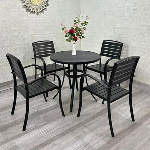 Bộ bàn 4 ghế Polywood ngoài trời, thiết kế sang trọng, bền bỉ