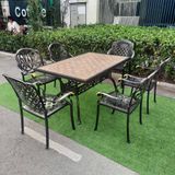  Bàn Chữ Nhật Nhôm Đúc Ngoài Trời Mặt Đá DPBV14 