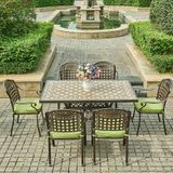  Bộ Bàn Chữ Nhật Ngoài Trời Nhôm Đúc Mặt Đá HPBN29 + DPAV4 