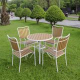  Bàn Tròn Ngoài Trời Khung Nhôm Trắng Nan Polywood HPI2 