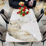  Bộ Bàn Ăn Mặt Đá Maya + Ghế Caven – Đẳng Cấp & Hiện Đại 
