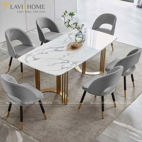 bàn ăn mặt đá 6 ghế