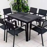  Bộ Bàn Ngoài Trời Khung Nhôm Nan Polywood DPBV21B + DPAV11 