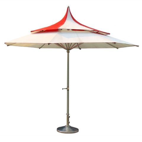  Dù Đỉnh Nhọn 2 Tầng Nhôm Anod Màu Bạc LHOD10 – Sang Trọng, Bền Bỉ Cho Không Gian Ngoài Trời 