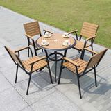  Bộ Bàn Tròn Ngoài Trời Khung Nhôm Nan Polywood HPD1 + HPG2 