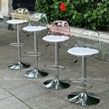  Ghế bar xoay chân mạ lưng nhựa trong DPE07A 