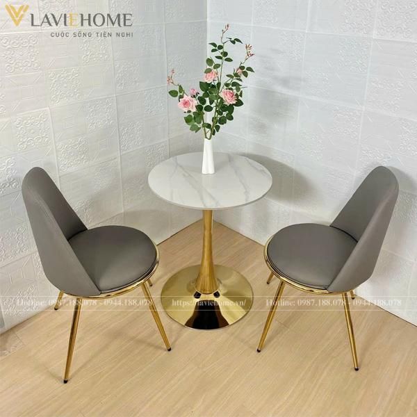 Bàn cafe mặt đá chân sắt