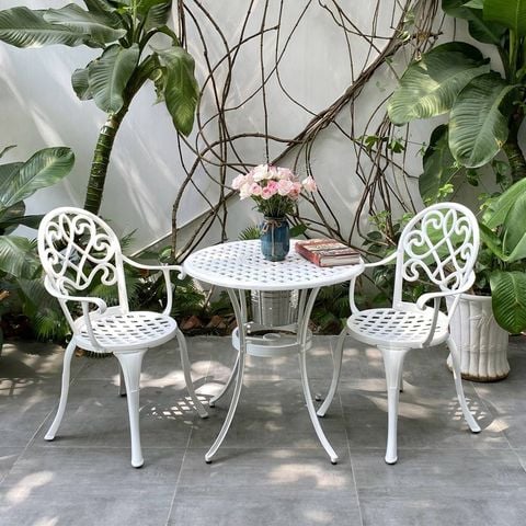 Bộ bàn 2 ghế Textilene cao cấp, thiết kế thanh lịch, sang trọng