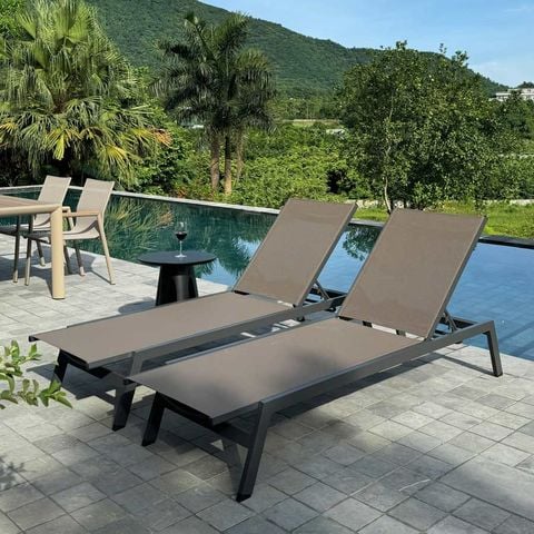 Ghế hồ bơi ngoài trời với khung thép sơn tĩnh điện