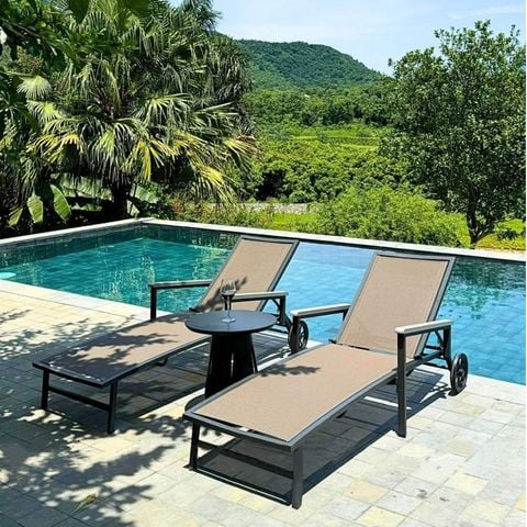 Ghế hồ bơi lưới Textilene ngoài trời, thoáng mát, bền bỉ