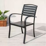  Ghế Ngoài Trời Khung Nhôm Tay Cong Đen Nan Polywood HPG6 