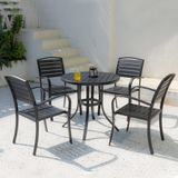  Ghế Ngoài Trời Khung Nhôm Tay Cong Đen Nan Polywood HPG6 