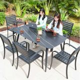  Ghế Ngoài Trời Khung Nhôm Tay Cong Đen Nan Polywood HPG6 