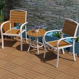  Ghế Ngoài Trời Khung Nhôm Tay Cong Trắng Nan Polywood DPAV10A 