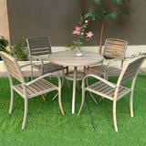  Bàn Tròn Xám Ngoài Trời Khung Nhôm Nan Polywood DPBV20A 