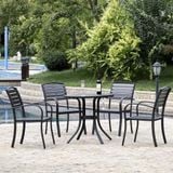  Ghế Ngoài Trời Khung Nhôm Tay Cong Đen Nan Polywood HPG6 