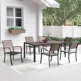  Ghế Ngoài Trời Khung Nhôm Tay Cong Nâu HPG1 