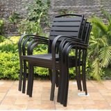  Ghế Ngoài Trời Khung Nhôm Tay Cong Đen Nan Polywood HPG6 