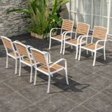  Ghế Ngoài Trời Khung Nhôm Tay Cong Trắng Nan Polywood DPAV10A 