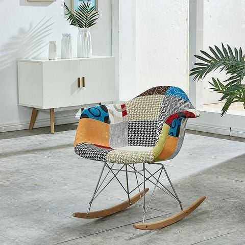 Ghế bập bênh thư giãn bọc nỉ kiểu dáng vintage