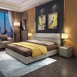  Giường Ngủ Bọc Da Cao Cấp Infinity – Thiết Kế Sang Trọng Với Chi Tiết Inox Ốp Đầu Giường 