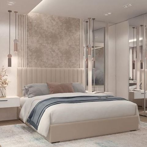 Giường ngủ da công nghiệp đầu giường êm ái