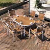  Bộ Bàn Oval Ngoài Trời Khung Nhôm Nan Polywood  HPD9 + HPG4 