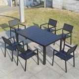  Bộ Bàn Chữ Nhật Ngoài Trời Khung Nhôm Nan Polywood  HPD19 + DPAV11 