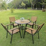  Bộ Bàn Tròn Ngoài Trời Khung Nhôm Nan Polywood HPD1 + HPG2 